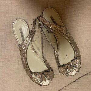 Vera Wang Lavendar bejeweled sling backs- color is a bronzer tone